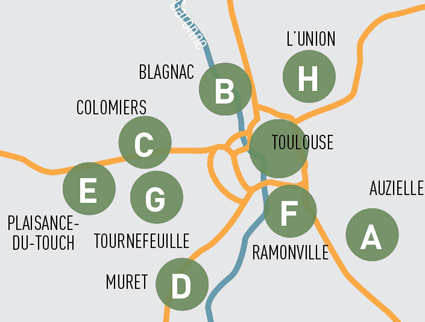 Carte des salles partenaires en périphérie